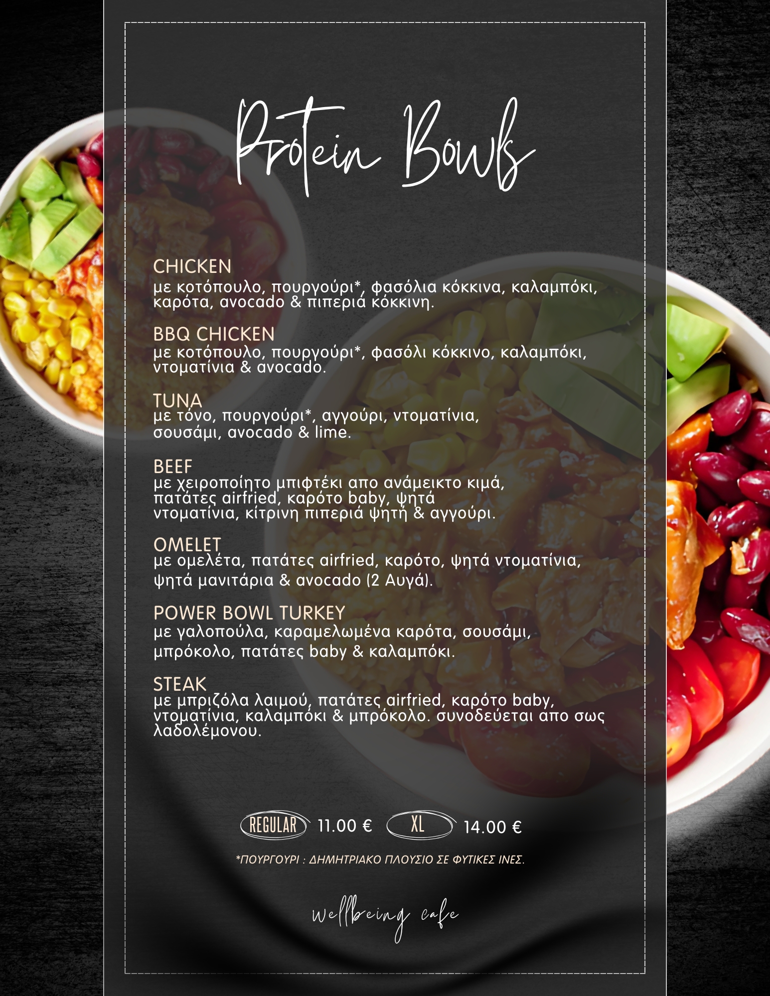 Protein bowls menu