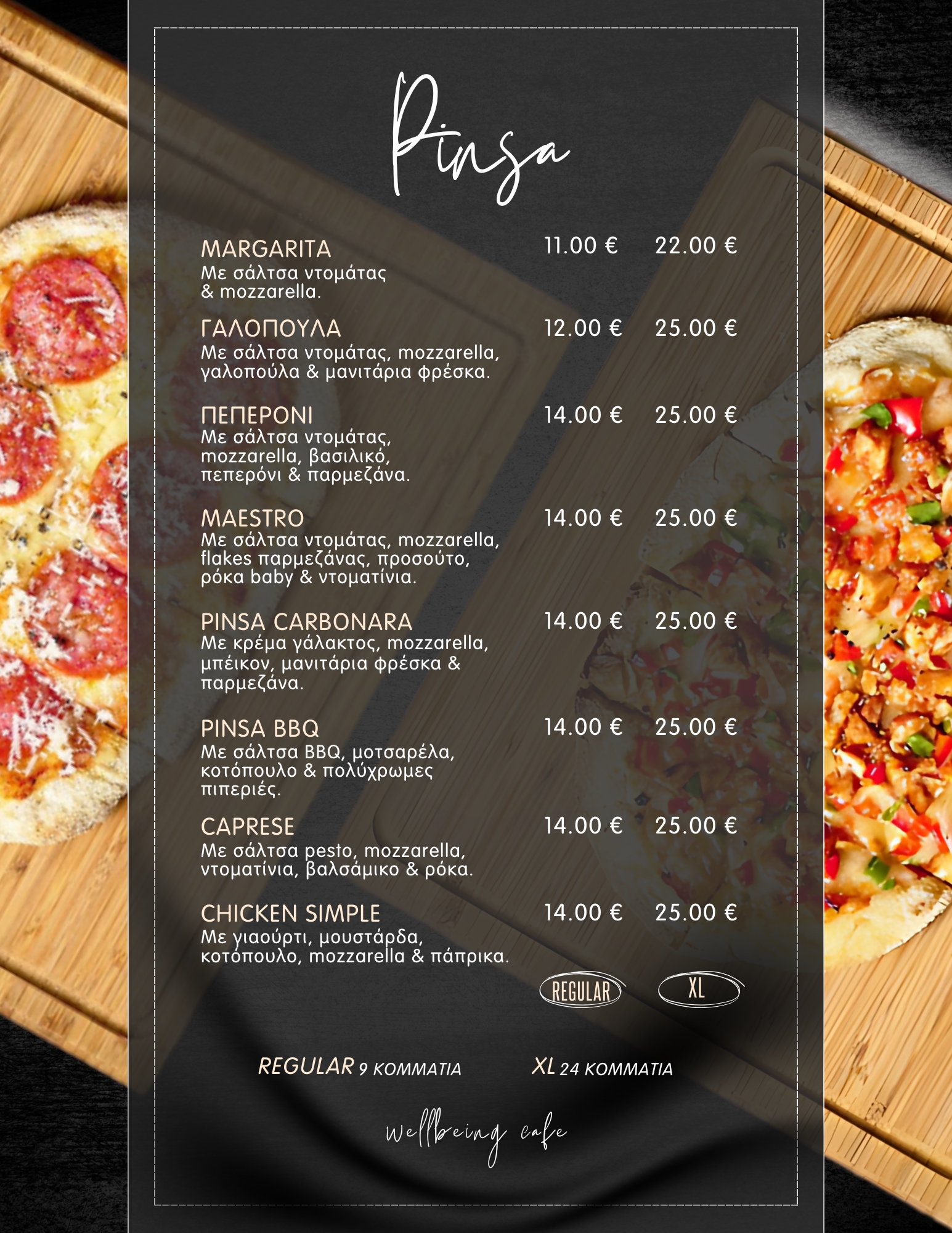 Pinsas menu