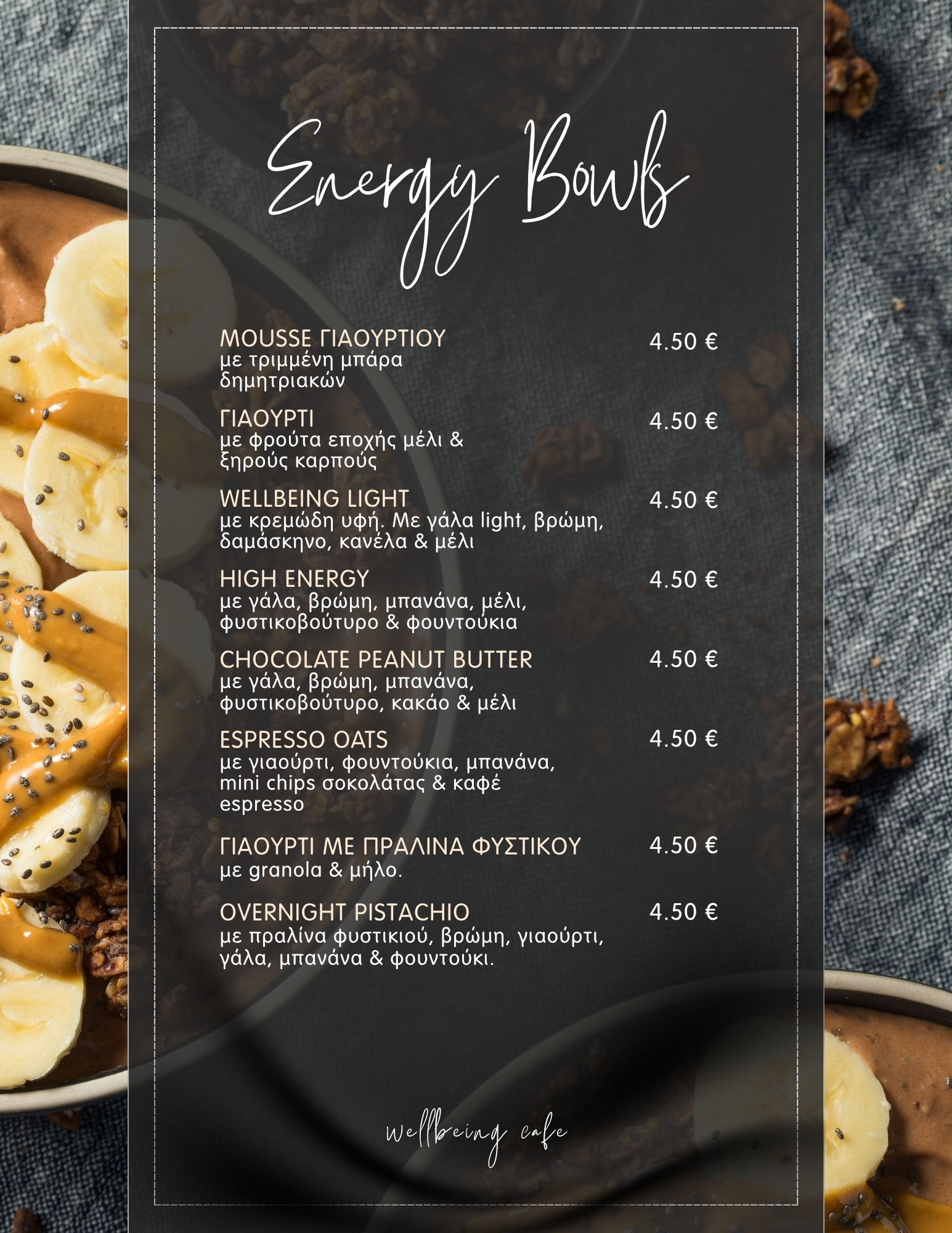 Energy bowls menu